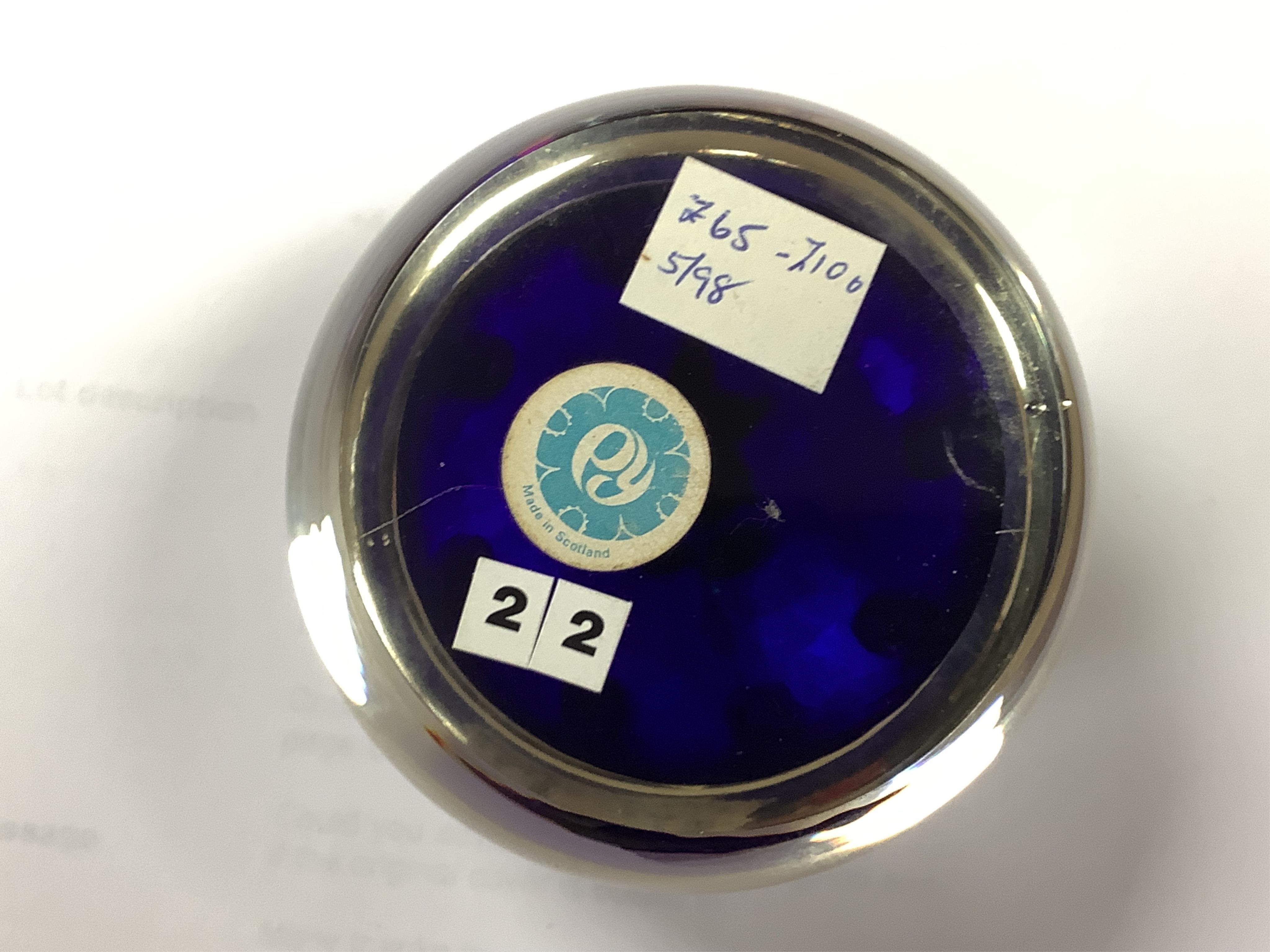 A boxed Paul Ysart floral paperweight, 7cm in diameter